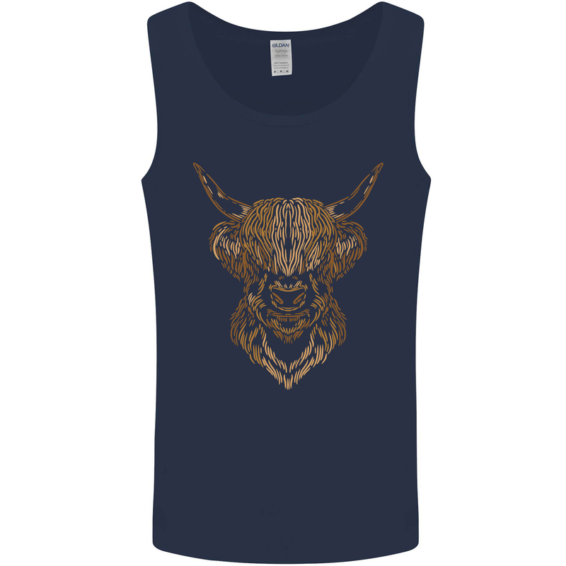 A Highland Cow Drawing Mens Vest Tank Top Navy Blue