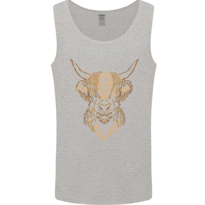 A Highland Cow Drawing Mens Vest Tank Top Sports Grey