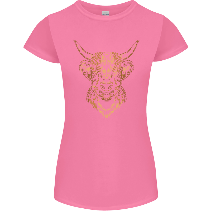 A Highland Cow Drawing Womens Petite Cut T-Shirt Azalea