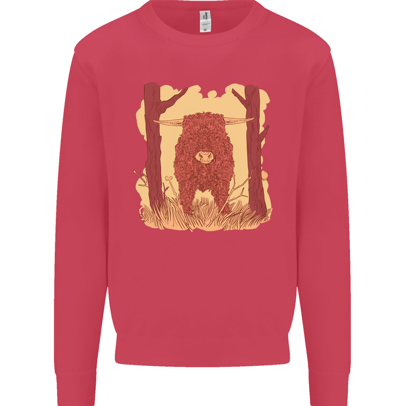 A Highland Cow Kids Sweatshirt Jumper Heliconia