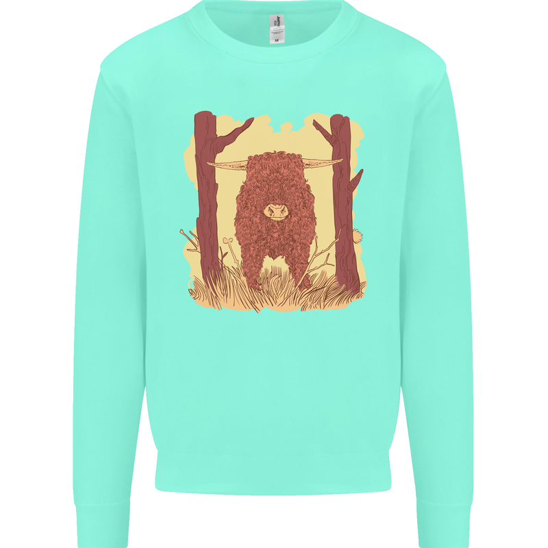 A Highland Cow Kids Sweatshirt Jumper Peppermint