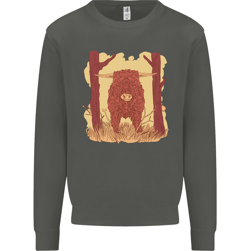 A Highland Cow Kids Sweatshirt Jumper Storm Grey