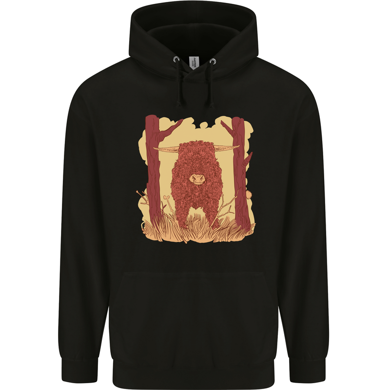 A Highland Cow Mens 80% Cotton Hoodie Black