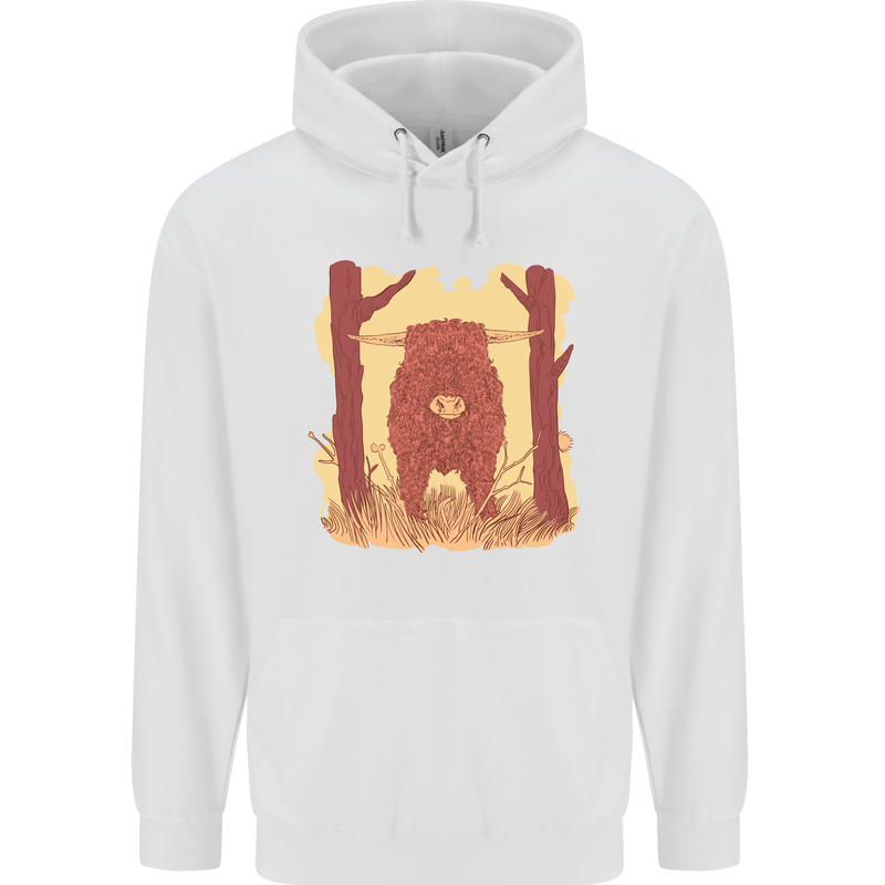 A Highland Cow Mens 80% Cotton Hoodie White