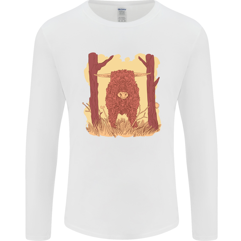 A Highland Cow Mens Long Sleeve T-Shirt White