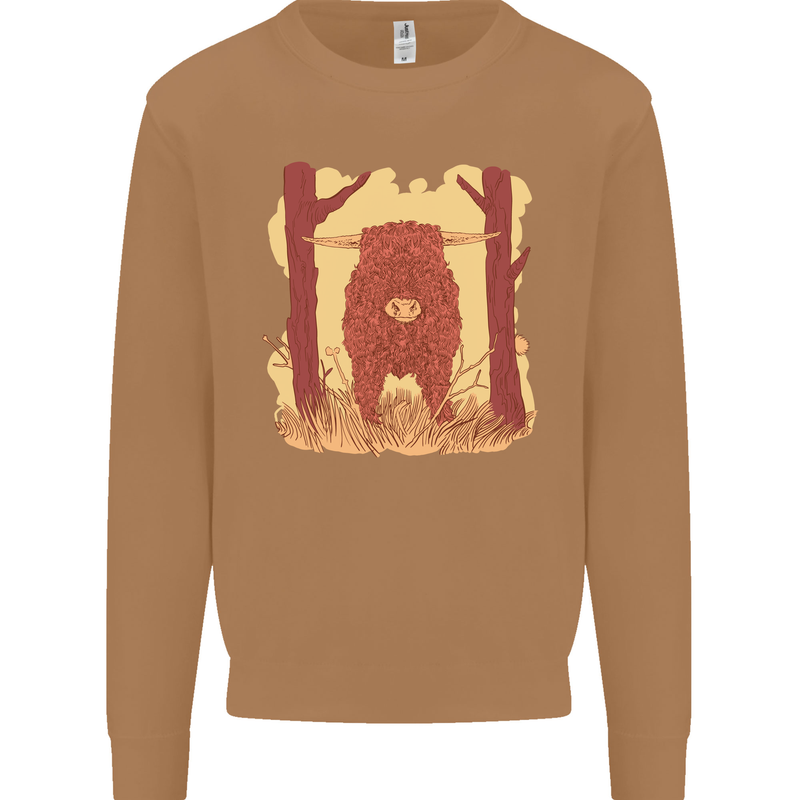 A Highland Cow Mens Sweatshirt Jumper Caramel Latte