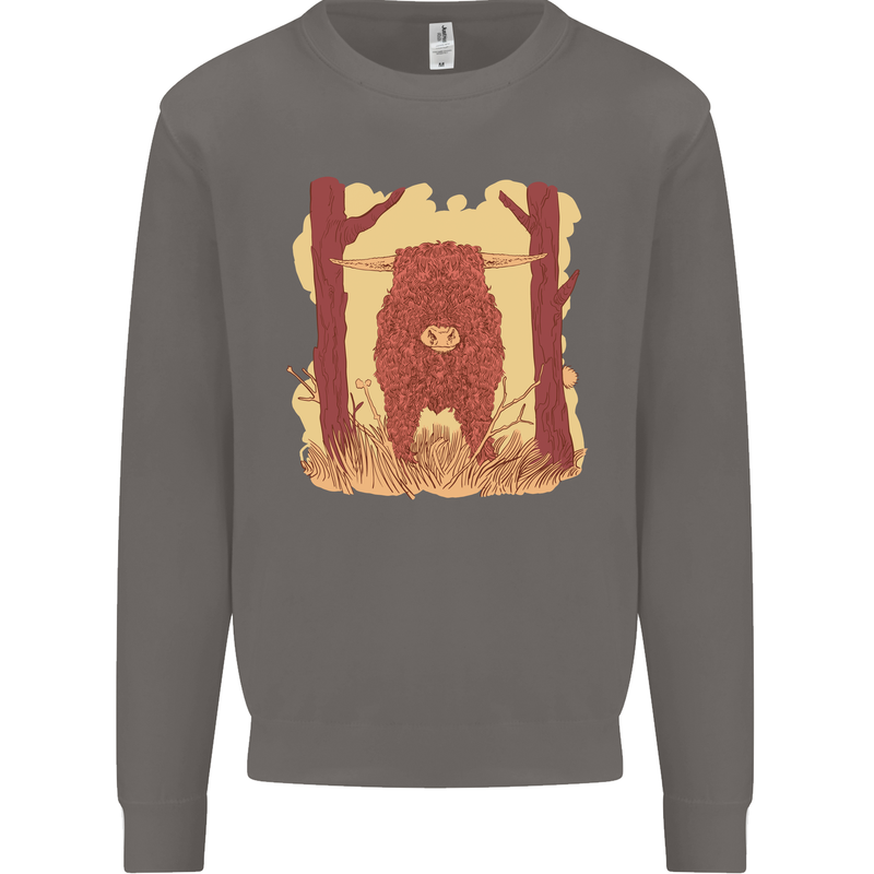 A Highland Cow Mens Sweatshirt Jumper Charcoal