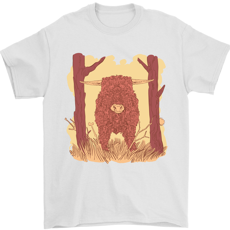 A Highland Cow Mens T-Shirt 100% Cotton White