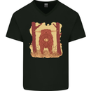 A Highland Cow Mens V-Neck Cotton T-Shirt Black