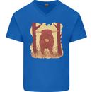 A Highland Cow Mens V-Neck Cotton T-Shirt Royal Blue