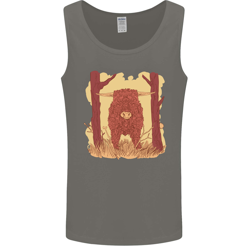 A Highland Cow Mens Vest Tank Top Charcoal