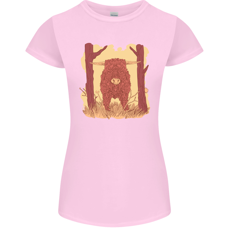 A Highland Cow Womens Petite Cut T-Shirt Light Pink
