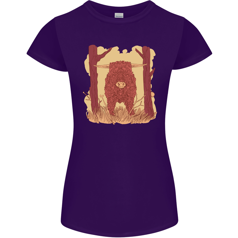 A Highland Cow Womens Petite Cut T-Shirt Purple