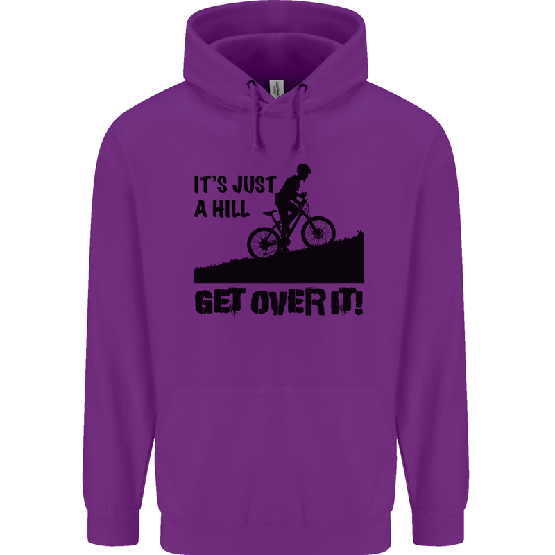 A Hill Get Over It Cycling Cyclist Funny Childrens Kids Hoodie Purple