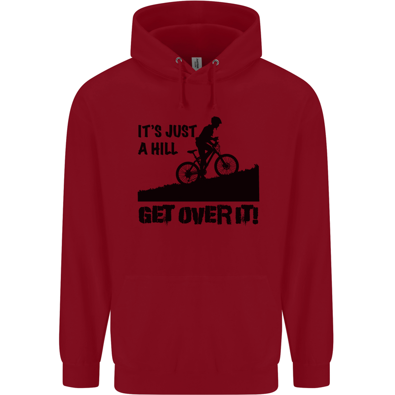 A Hill Get Over It Cycling Cyclist Funny Childrens Kids Hoodie Red