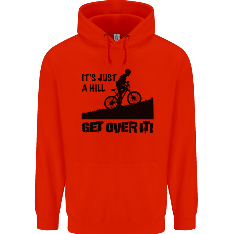 A Hill Get Over It Cycling Cyclist Funny Mens 80% Cotton Hoodie Bright Red