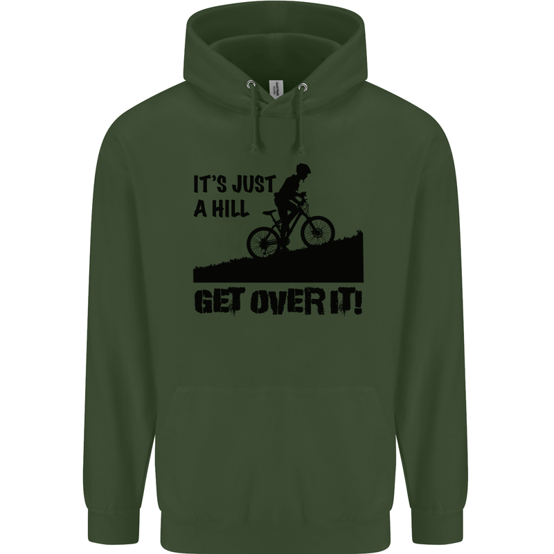 A Hill Get Over It Cycling Cyclist Funny Mens 80% Cotton Hoodie Forest Green