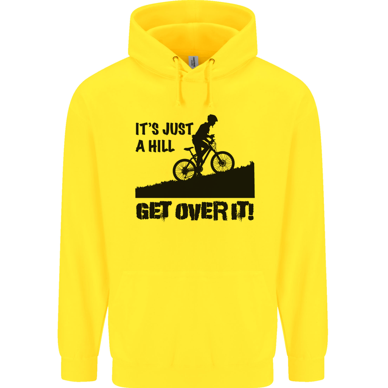A Hill Get Over It Cycling Cyclist Funny Mens 80% Cotton Hoodie Yellow