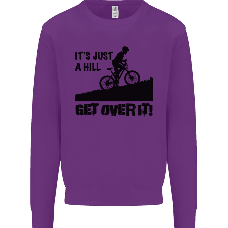 A Hill Get Over It Cycling Cyclist Funny Mens Sweatshirt Jumper Purple