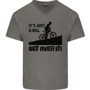 A Hill Get Over It Cycling Cyclist Funny Mens V-Neck Cotton T-Shirt Charcoal