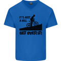 A Hill Get Over It Cycling Cyclist Funny Mens V-Neck Cotton T-Shirt Royal Blue