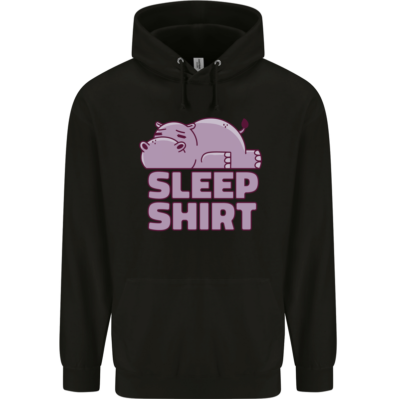 A Hippo Sleeping Shirt Hippomotamus Childrens Kids Hoodie Black