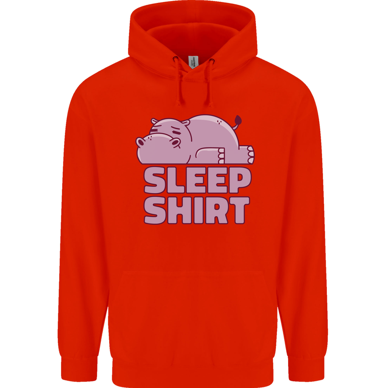 A Hippo Sleeping Shirt Hippomotamus Childrens Kids Hoodie Bright Red