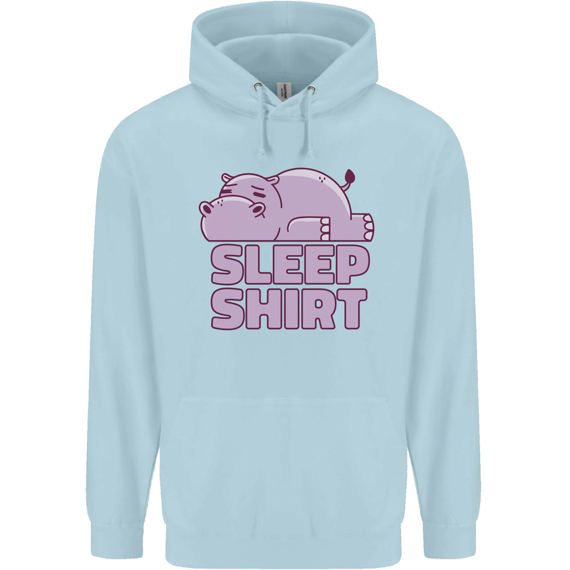 A Hippo Sleeping Shirt Hippomotamus Childrens Kids Hoodie Light Blue