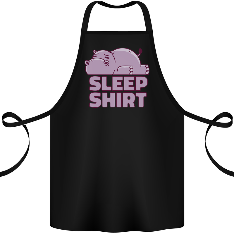 A Hippo Sleeping Shirt Hippomotamus Cotton Apron 100% Organic Black