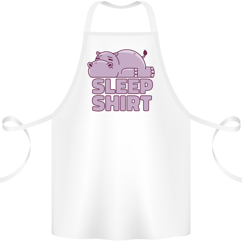 A Hippo Sleeping Shirt Hippomotamus Cotton Apron 100% Organic White