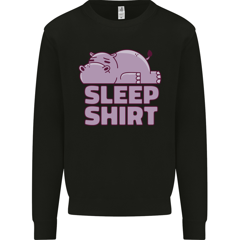 A Hippo Sleeping Shirt Hippomotamus Kids Sweatshirt Jumper Black