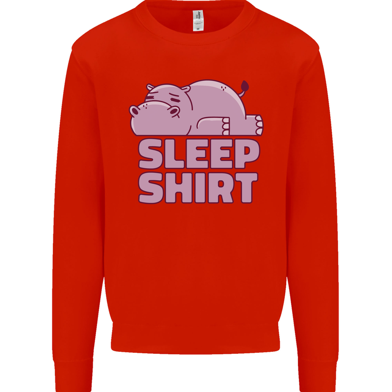 A Hippo Sleeping Shirt Hippomotamus Kids Sweatshirt Jumper Bright Red