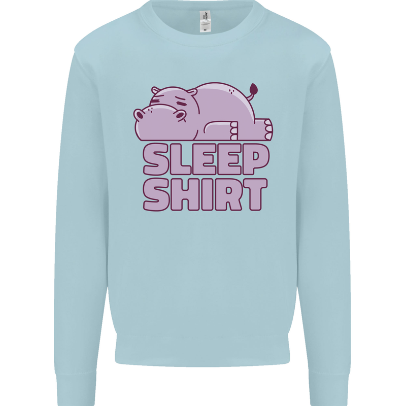 A Hippo Sleeping Shirt Hippomotamus Kids Sweatshirt Jumper Light Blue
