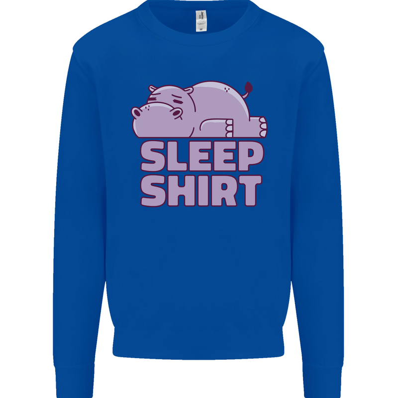 A Hippo Sleeping Shirt Hippomotamus Kids Sweatshirt Jumper Royal Blue