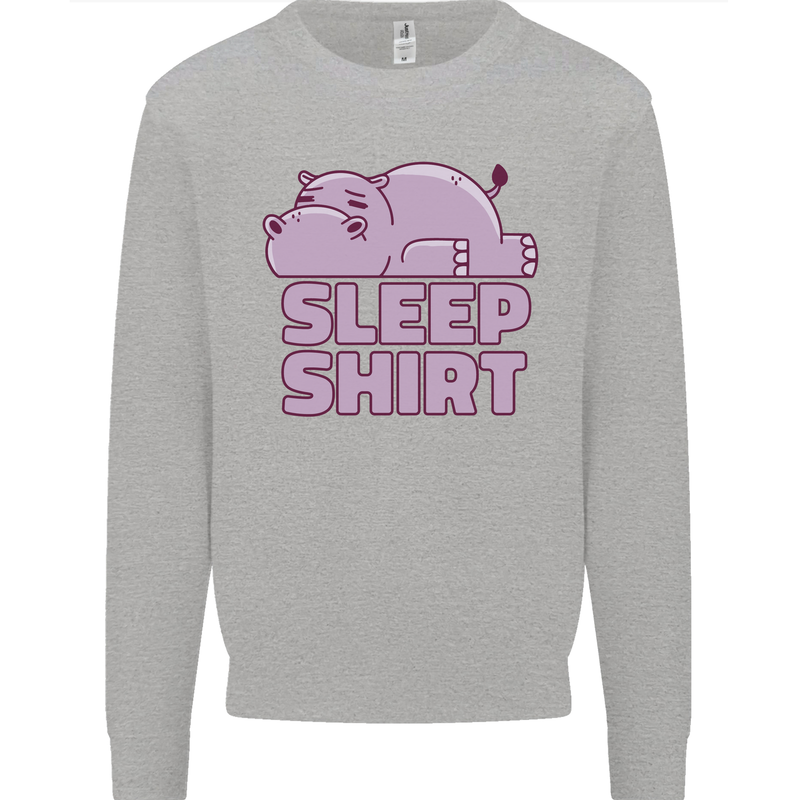A Hippo Sleeping Shirt Hippomotamus Kids Sweatshirt Jumper Sports Grey