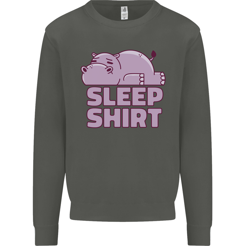 A Hippo Sleeping Shirt Hippomotamus Kids Sweatshirt Jumper Storm Grey