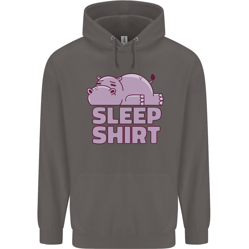 A Hippo Sleeping Shirt Hippomotamus Mens 80% Cotton Hoodie Charcoal
