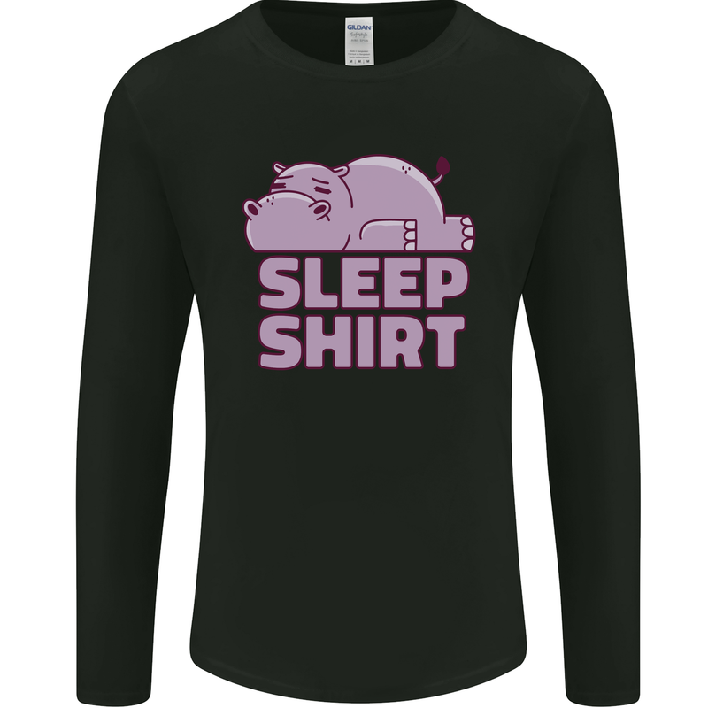 A Hippo Sleeping Shirt Hippomotamus Mens Long Sleeve T-Shirt Black