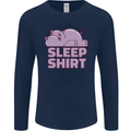 A Hippo Sleeping Shirt Hippomotamus Mens Long Sleeve T-Shirt Navy Blue