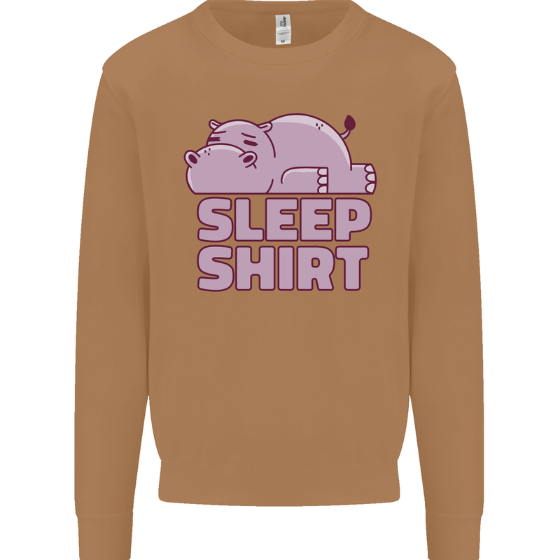 A Hippo Sleeping Shirt Hippomotamus Mens Sweatshirt Jumper Caramel Latte