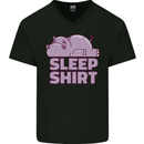 A Hippo Sleeping Shirt Hippomotamus Mens V-Neck Cotton T-Shirt Black
