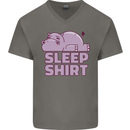 A Hippo Sleeping Shirt Hippomotamus Mens V-Neck Cotton T-Shirt Charcoal