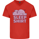 A Hippo Sleeping Shirt Hippomotamus Mens V-Neck Cotton T-Shirt Red
