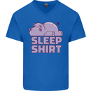 A Hippo Sleeping Shirt Hippomotamus Mens V-Neck Cotton T-Shirt Royal Blue