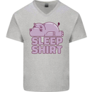 A Hippo Sleeping Shirt Hippomotamus Mens V-Neck Cotton T-Shirt Sports Grey