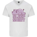 A Hippo Sleeping Shirt Hippomotamus Mens V-Neck Cotton T-Shirt White