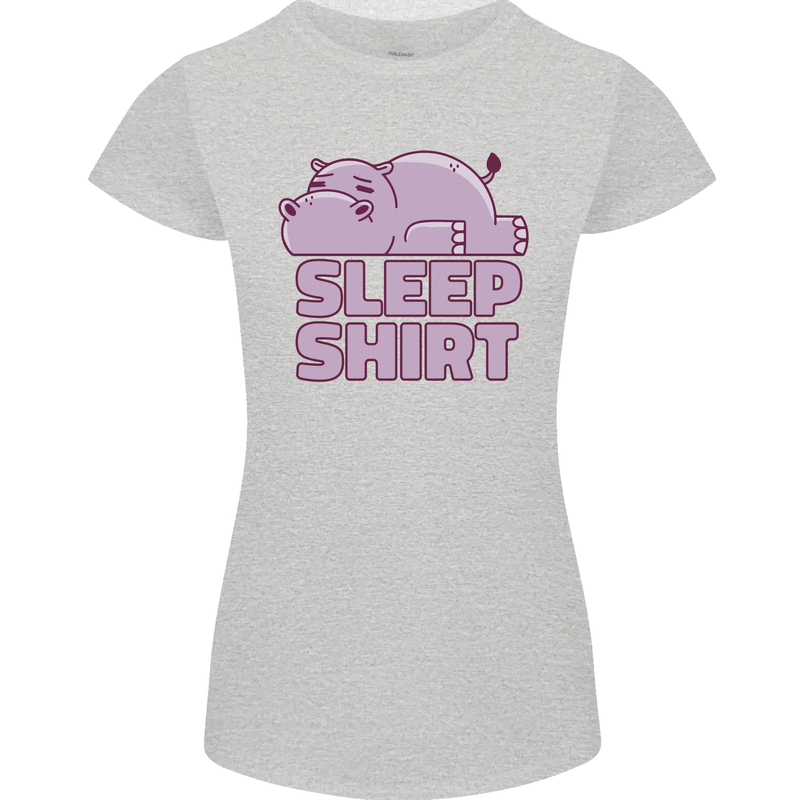 A Hippo Sleeping Shirt Hippomotamus Womens Petite Cut T-Shirt Sports Grey