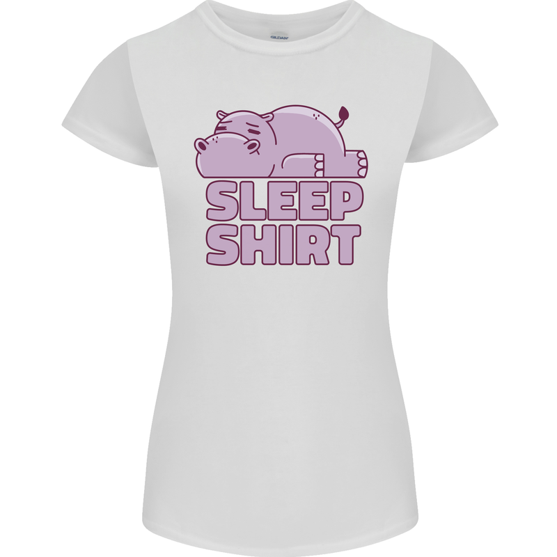 A Hippo Sleeping Shirt Hippomotamus Womens Petite Cut T-Shirt White