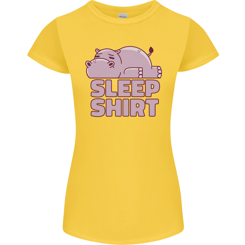 A Hippo Sleeping Shirt Hippomotamus Womens Petite Cut T-Shirt Yellow