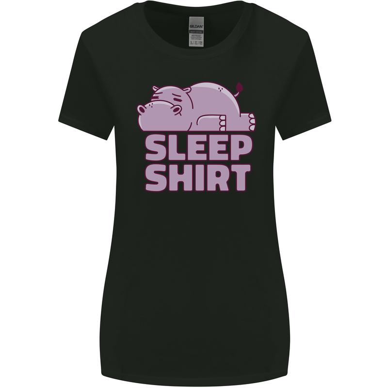 A Hippo Sleeping Shirt Hippomotamus Womens Wider Cut T-Shirt Black
